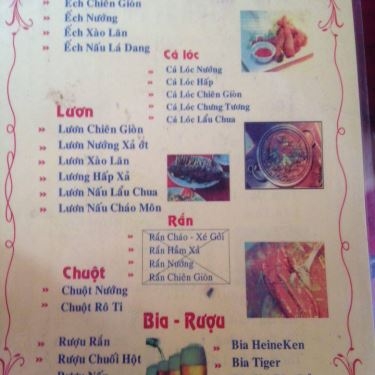 Thực đơn- Quán Ăn Hai He - Cháo Môn Lươn & Ếch