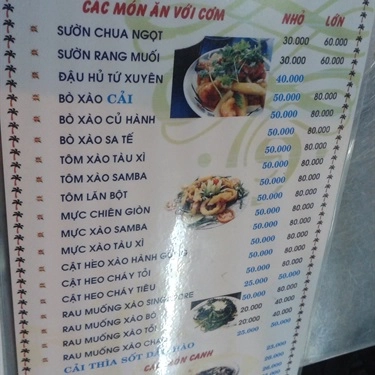 Thực đơn- Quán Ăn Hai Mập Quán