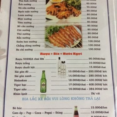 Thực đơn- Quán Ăn Hai Nù 3 - Hải Sản Tươi Sống