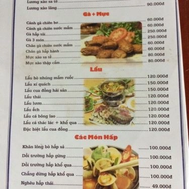 Thực đơn- Quán Ăn Hai Nù 3 - Hải Sản Tươi Sống