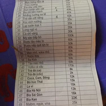 Thực đơn- Quán Ăn Hải Quy - Lẩu & Nướng