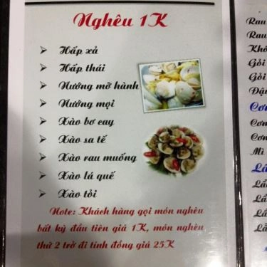 Thực đơn- Quán Ăn Hải Sản 1K