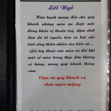 Thực đơn- Quán Ăn Hải Sản 1K
