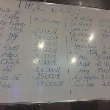 Thực đơn- Quán Ăn Hải Sản A Xừ