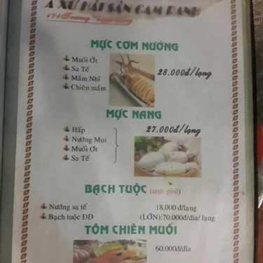 Thực đơn- Quán Ăn Hải Sản A Xừ