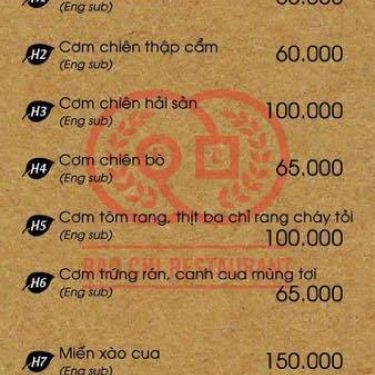 Thực đơn- Nhà Hàng Hải Sản Bảo Chi - Nguyễn Hữu Huân