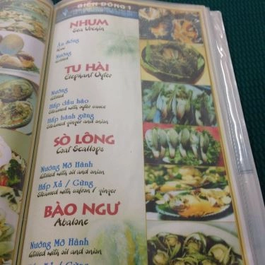 Thực đơn- Quán Ăn Hải Sản Biển Đông 1 - Phan Đăng Lưu