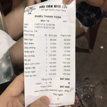 Thực đơn- Quán Ăn Hải Sản Bình Dân Nhà Tôi
