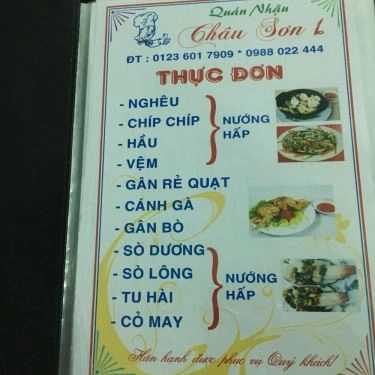 Thực đơn- Quán Ăn Hải Sản Châu Sơn - Nại Tú 2