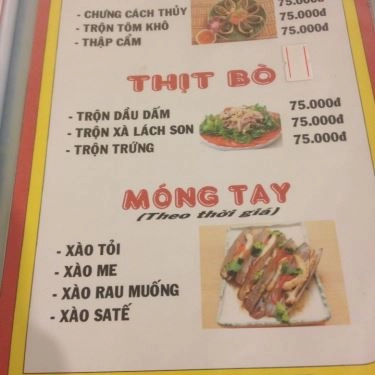 Thực đơn- Quán Ăn Hải Sản Ghẹ Tuyển