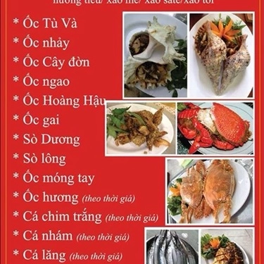 Thực đơn- Quán Ăn Hải Sản Ghẹ Tuyển