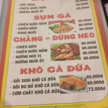 Thực đơn- Quán Ăn Hải Sản Ghẹ Tuyển