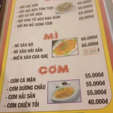 Thực đơn- Quán Ăn Hải Sản Ghẹ Tuyển