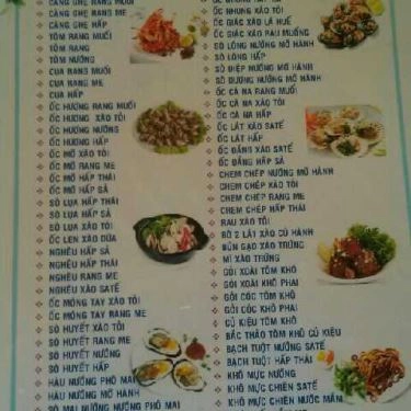 Thực đơn- Quán Ăn Hải Sản Hoa Nhanh - Nguyễn An Ninh