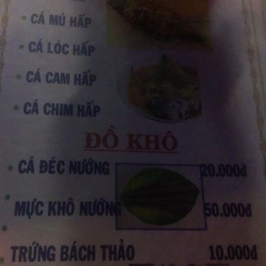 Thực đơn- Quán Ăn Hải Sản Lành Biển