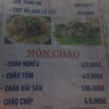 Thực đơn- Quán Ăn Hải Sản Lành Biển