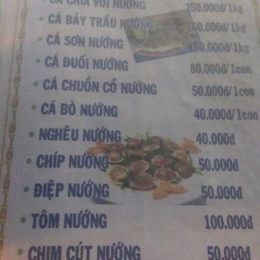Thực đơn- Quán Ăn Hải Sản Lành Biển