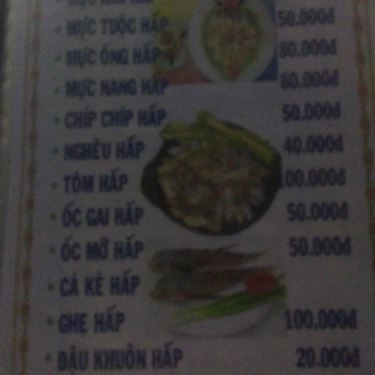 Thực đơn- Quán Ăn Hải Sản Lành Biển