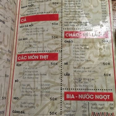 Thực đơn- Quán Ăn Hải Sản N Châu