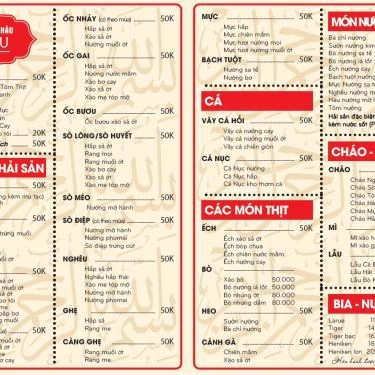 Thực đơn- Quán Ăn Hải Sản N Châu