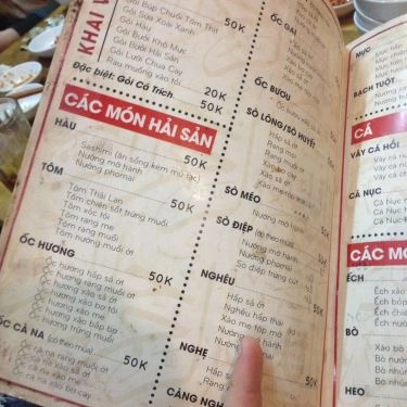Thực đơn- Quán Ăn Hải Sản N Châu
