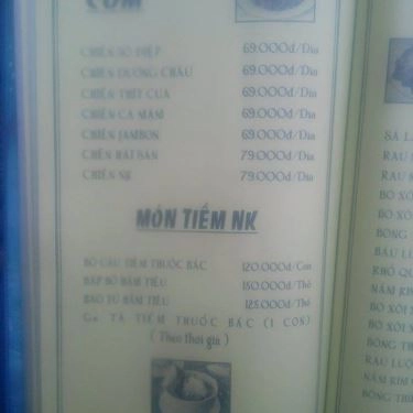 Thực đơn- Quán Ăn Hải Sản NK