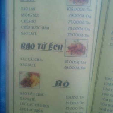 Thực đơn- Quán Ăn Hải Sản NK