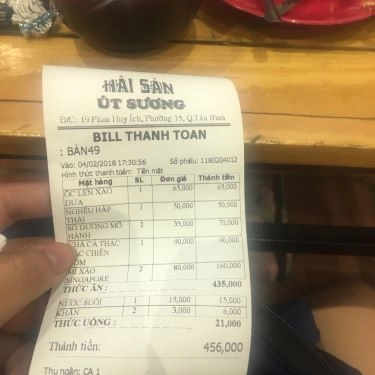 Tổng hợp- Quán Ăn Hải Sản Út Sương - Phan Huy Ích