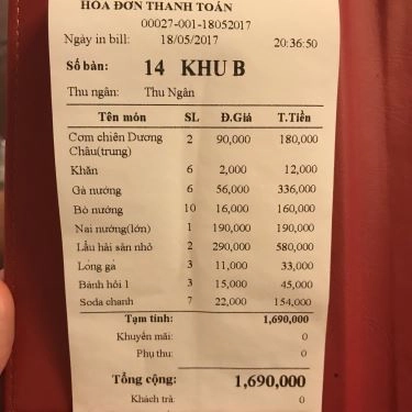Thực đơn- Hải Thắng - Quán Ăn Gia Đình