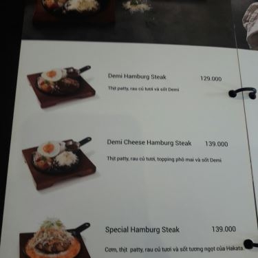 Thực đơn- Nhà Hàng Hakata Hamburg Steak