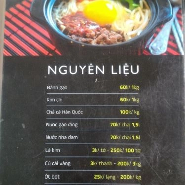 Thực đơn- Quán Ăn Hàn Việt Fastfood - Trần Phú