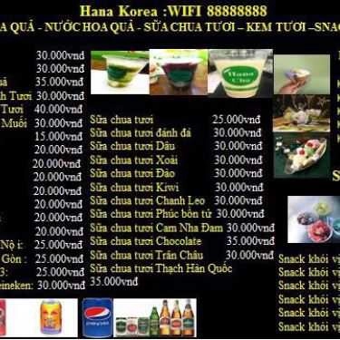 Thực đơn- Hana Korea - Mỳ Cay 7 Cấp Độ & Lẩu Trà Sữa Khói