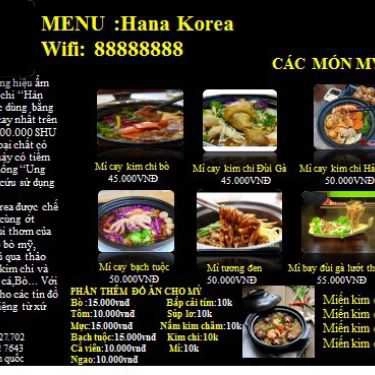 Tổng hợp- Hana Korea - Mỳ Cay 7 Cấp Độ & Lẩu Trà Sữa Khói