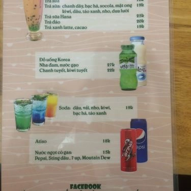 Thực đơn- Quán Ăn Hana - Mì Cay 7 Cấp Độ Hàn Quốc - Quang Trung