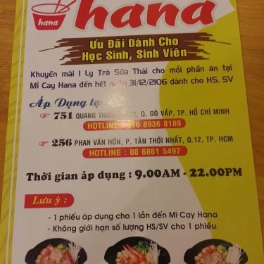 Thực đơn- Quán Ăn Hana - Mì Cay 7 Cấp Độ Hàn Quốc - Phan Văn Hớn