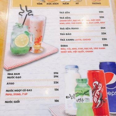 Thực đơn- Quán Ăn Hana - Mì Cay 7 Cấp Độ Hàn Quốc - Phan Văn Hớn