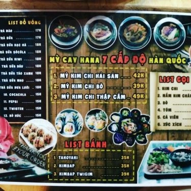 Thực đơn- Quán Ăn HaNa - Mì Cay - Văn Quán
