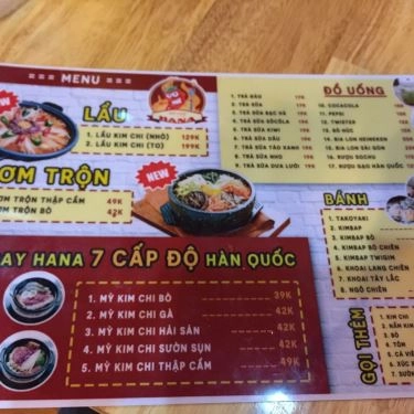 Thực đơn- Quán Ăn HaNa - Mì Cay - Văn Quán