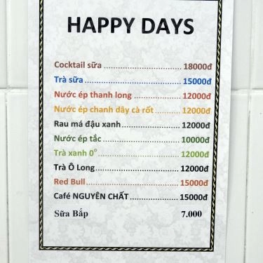 Thực đơn- Quán Ăn Happy Days - Bánh Canh Gấc