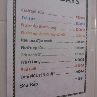 Thực đơn- Quán Ăn Happy Days - Bánh Canh Gấc