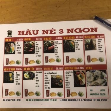 Thực đơn- Quán Ăn Hàu Né 3 Ngon - Hàu Né & Bò Né