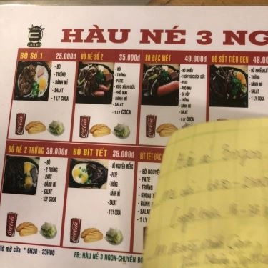 Thực đơn- Quán Ăn Hàu Né 3 Ngon - Hàu Né & Bò Né