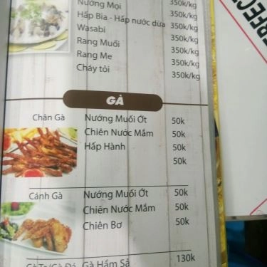 Thực đơn- Quán Ăn Hào Nướng - Lê Văn Lương