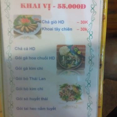 Thực đơn- Quán Ăn HD Quán - Lẩu Cá Bớp - Thanh Đa