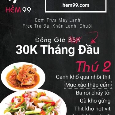 Thực đơn- Quán Ăn Hẻm 99 - Cơm Trưa & Ăn Vặt