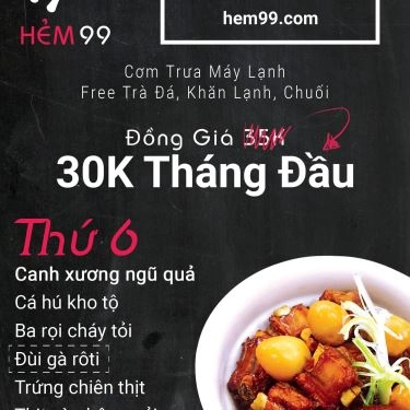 Thực đơn- Quán Ăn Hẻm 99 - Cơm Trưa & Ăn Vặt