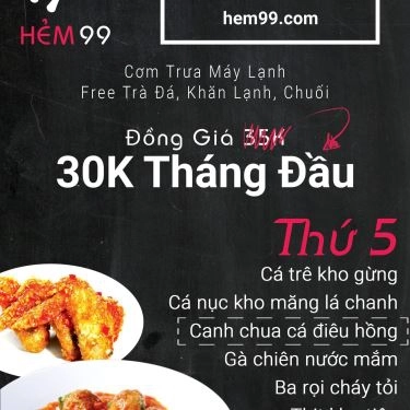 Thực đơn- Quán Ăn Hẻm 99 - Cơm Trưa & Ăn Vặt