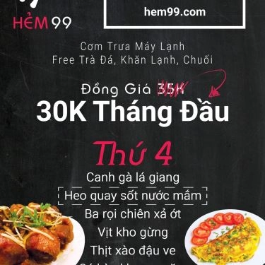 Thực đơn- Quán Ăn Hẻm 99 - Cơm Trưa & Ăn Vặt