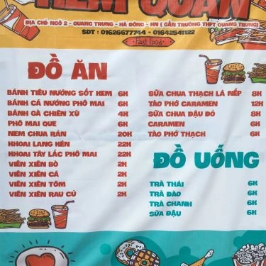 Thực đơn- Quán Ăn Hẻm Quán - Ăn Vặt Các Món