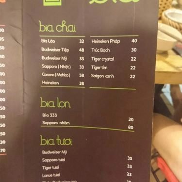 Thực đơn- Quán Ăn Hẻm Quán - Ẩm Thực Đường Phố Sài Gòn